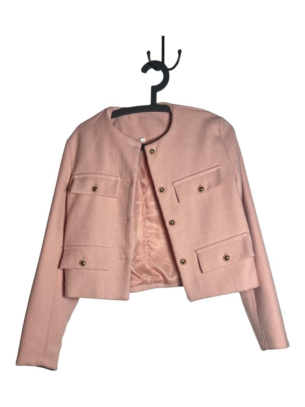 Cropped Tweed Blazer Jacket Pink size s